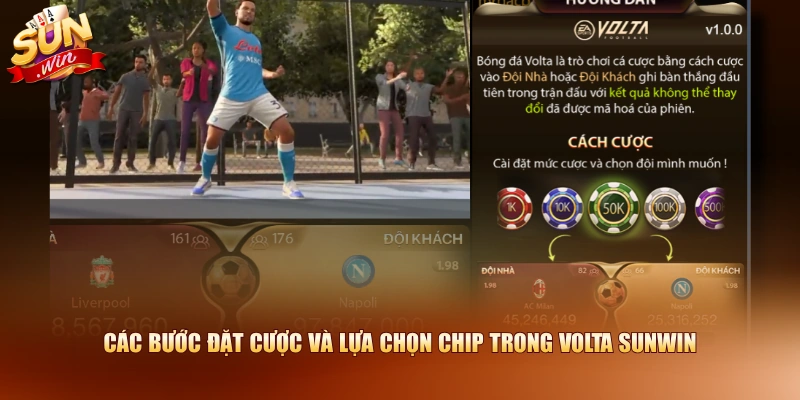 Các bước đặt cược và lựa chọn chip trong Volta SUNWIN 