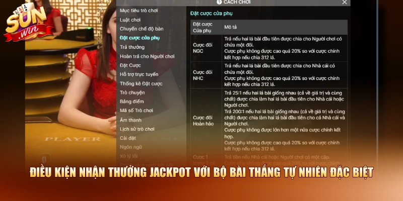 Điều kiện nhận thưởng Jackpot với bộ bài thắng tự nhiên đặc biệt 
