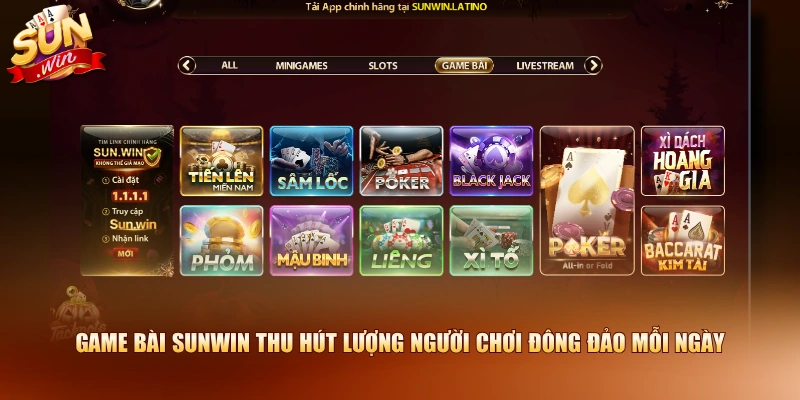 Game Bài SUNWIN thu hút lượng người chơi đông đảo mỗi ngày