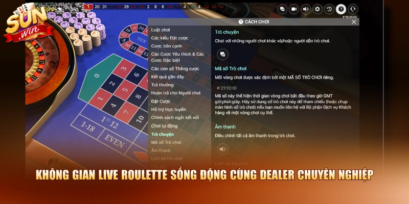 Không gian Live Roulette sống động cùng dealer chuyên nghiệp